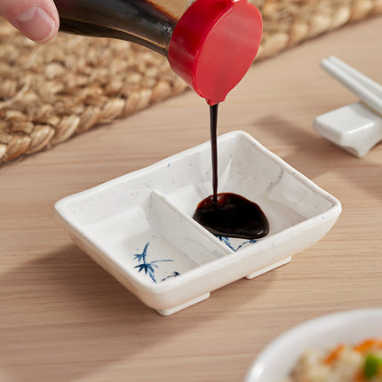 Đĩa nước chấm chia ngăn chữ nhật melamine Acopa Biru 59 ml - Thùng 24 cái