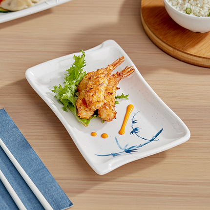 Đồ dùng melamine phong cách Á Đông Acopa Biru 21,6 cm x 14,3 cm chữ nhật melamine đĩa - Thùng 12 cái