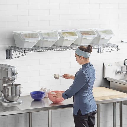 Bộ kệ gắn tường thùng đựng nguyên liệu Baker's Lane 46 x 152 cm kèm 5 thùng kẹp gài