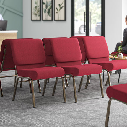 Ghế nhà thờ Lancaster Table & Seating 53 cm màu vân vàng bọc vải đỏ burgundy