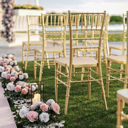 Ghế Chiavari nhựa gia cố thép Lancaster Table & Seating màu vàng gold