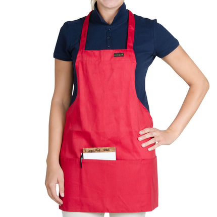 Tạp dề yếm ngắn vải poly-cotton có thể tùy chỉnh Chef Revival đỏ, 1 túi