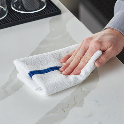 Khăn lau / Khăn bar microfiber sọc màu xanh dương trắng Lavex 38,1 x 38,1 cm - Thùng 12 cái
