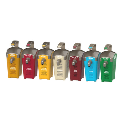 Bộ bình phân phối gia vị đầy đủ Heinz Keystone 7 món nhựa đặt bàn 5,7 lít