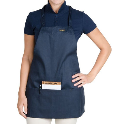 Tạp dề yếm ngắn vải poly-cotton có thể tùy chỉnh Chef Revival xanh navy, 1 túi