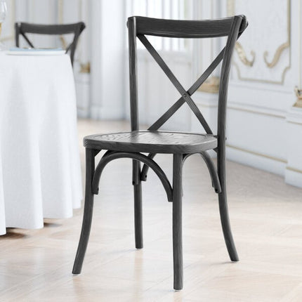 Ghế gỗ lưng chữ thập Lancaster Table & Seating Vineyard màu đen khói
