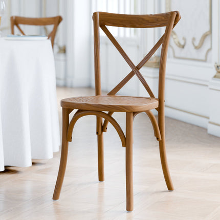 Ghế lưng chéo gỗ Lancaster Table & Seating Vineyard màu nâu vang