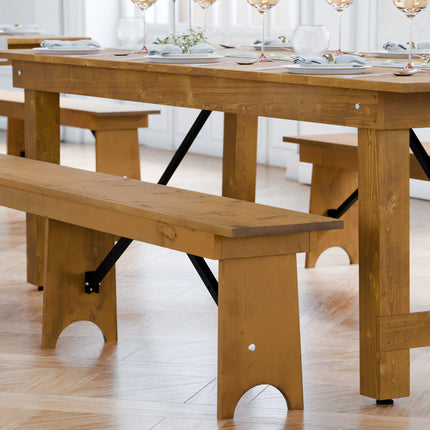 Ghế băng gấp gỗ Lancaster Table & Seating Vineyard 2,1 m màu nâu 30 x 213 cm