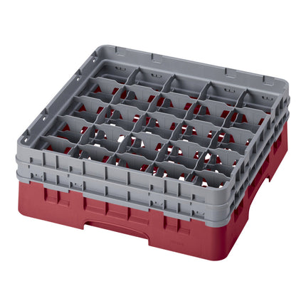 Giá đựng ly 25 ngăn màu đỏ mận Cambro Camrack 25S434416 cỡ đầy đủ cao 13,3 cm