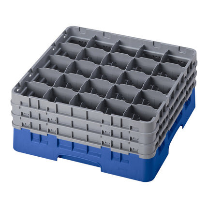 Giá đựng ly 25 ngăn màu xanh dương Cambro Camrack 25S738168 cỡ đầy đủ cao 19,7 cm kèm 3 ngăn nối