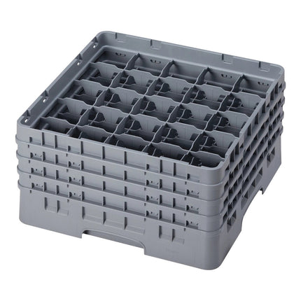 Giá đựng ly 25 ngăn màu xám Cambro Camrack 25S800151 cỡ đầy đủ cao 21,6 cm kèm 4 ngăn nối