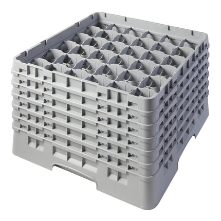 Giá đựng ly 36 ngăn màu xám Cambro Camrack 36S1114151 cỡ đầy đủ cao 29,8 cm kèm 6 ngăn nối