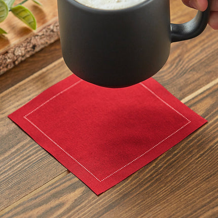 Khăn lót ly đỏ bằng cotton 100% Choice 11 cm x 11 cm - Thùng 1200 cái