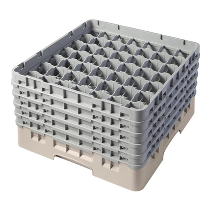 Giá đựng ly 49 ngăn màu be Cambro Camrack 49S958184 cỡ đầy đủ cao 25,7 cm kèm 5 ngăn nối
