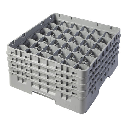 Giá đựng ly 36 ngăn màu xám nhạt Cambro Camrack 36S800151 cỡ đầy đủ cao 21,6 cm kèm 4 ngăn nối