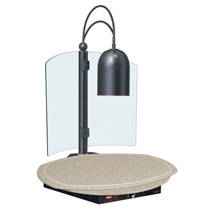 Trạm cắt thịt 1 đèn Hatco DCSB400-R24-1 đế tròn hâm nóng màu gỗ bạch dương viền đồng cổ - 120V, 600W