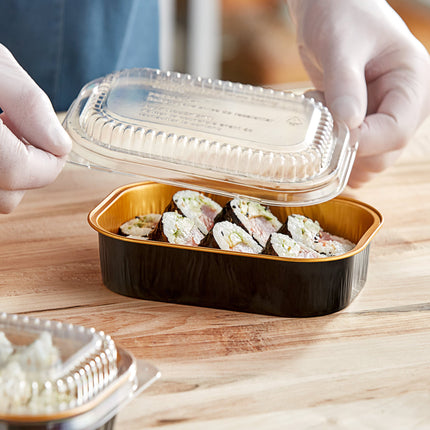 Khay giấy bạc mini Durable Packaging 9220-PT-100 màu đen kim cương phối vàng kèm nắp vòm 473 ml - Thùng 100 cái