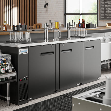 Tủ bia keg 6 vòi Avantco UDD-4-HC đen, chứa 3 keg 1/2