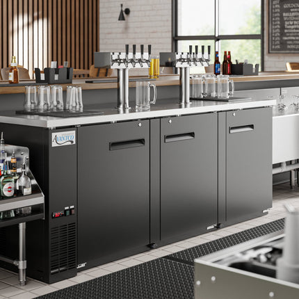 Tủ bia keg 8 vòi Avantco UDD-4-HC đen, chứa 3 keg 1/2