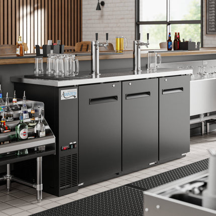 Tủ bia tươi 2 vòi kép Avantco UDD-72-HC 185 cm, đen, chứa 3 keg 1/2 thùng