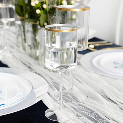 Ly rượu vang nhựa Posh Setting trong suốt 266 ml viền vàng - Thùng 60 cái
