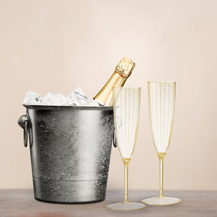 Ly champagne nhựa nguyên khối Posh Setting 177 ml vàng kim tuyến - Thùng 96 cái