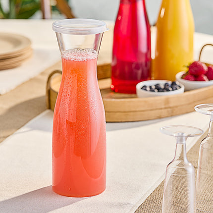 Bình carafe nhựa dùng một lần Visions 1 lít trong suốt kèm nắp - Thùng 12 cái