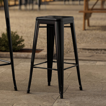 Ghế bar không lưng ngoài trời hợp kim đen Lancaster Table & Seating Alloy Onyx