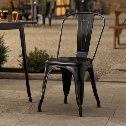 Ghế cafe ngoài trời kim loại đen Lancaster Table & Seating Alloy Onyx