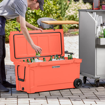 Thùng đá/thùng lạnh ngoài trời di động đúc quay màu san hô CaterGator CG100CLW 104 lít