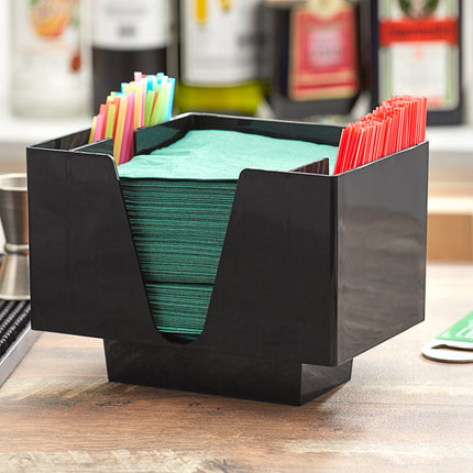 Khay đựng dụng cụ bar / cà phê nhựa đen 3 ngăn hình chữ nhật Choice