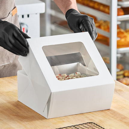 Hộp bánh kem/bánh ngọt cửa sổ tự bung màu trắng Baker's Lane 23 x 23 x 10 cm - Gói 10 cái