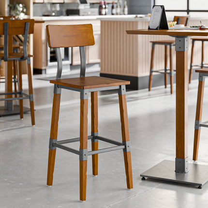 Ghế bar công nghiệp Lancaster Table & Seating hoàn thiện gỗ óc chó mộc