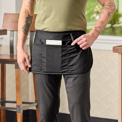 Tạp dề nửa thân vải poly-cotton mặc được 2 mặt có thể tùy chỉnh Chef Revival đen, 3 túi