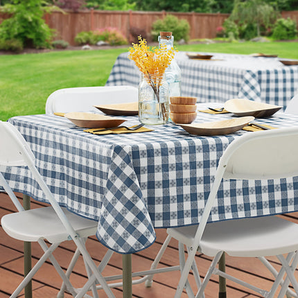 Khăn trải bàn vinyl họa tiết caro màu xanh navy mặt lót nỉ Choice 132,1 x 132,1 cm