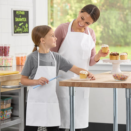 Tạp dề yếm trẻ em vải twill poly-cotton có thể tùy chỉnh Uncommon Chef 3009 trắng, 2 túi