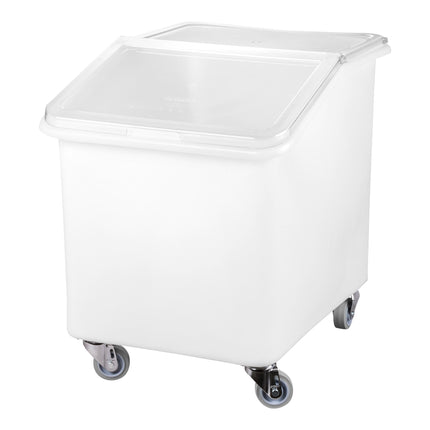 Thùng đựng nguyên liệu di động nắp nghiêng trượt Cambro IBS37148 140 lít / 590 cup màu trắng kèm móc S