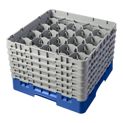 Giá đựng ly 20 ngăn màu xanh dương Cambro Camrack 20S1114168 cỡ đầy đủ cao 29,8 cm kèm 6 ngăn nối