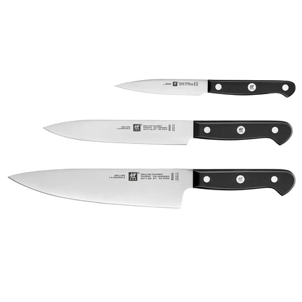 (3 pieces) ZWILLING | GOURMET Knife Set – Chef 20 cm - Slicing 16 cm - Paring 10 cm - Black Handle