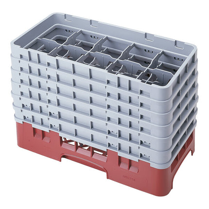 Giá đựng ly 10 ngăn màu đỏ mận Cambro Camrack 10HS1114416 cỡ nửa cao 29,8 cm kèm 6 ngăn nối