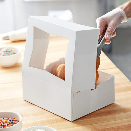 Hộp bánh / donut giấy trắng có cửa sổ tự bung Baker's Lane 26 x 20 x 10 cm - Gói 10 cái