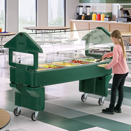 Quầy salad / thức ăn di động cho trẻ em đế mở màu xanh lá Carlisle 660808 Six Star 1,8 m