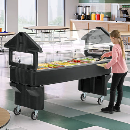 Quầy salad di động Carlisle 660803 đen 1,8 m "Six Star" chân hở di động cỡ nhỏ quầy thức ăn/salad
