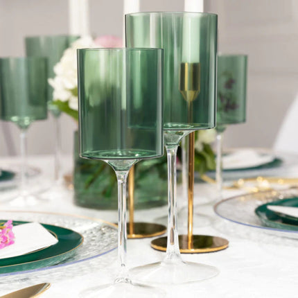 Ly dùng một lần Posh Setting 266 ml Two-Toned xanh lá và trong suốt nhựa Wine Goblet - Thùng 60 cái
