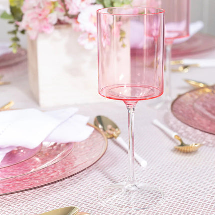 Ly rượu vang nhựa hai tông hồng và trong Posh Setting 266 ml - Thùng 60 cái