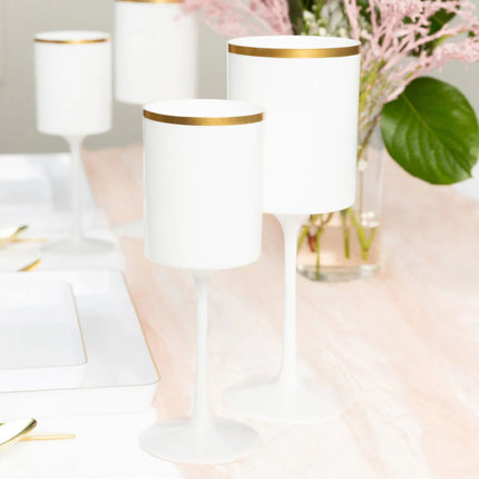 Ly rượu vang nhựa trắng viền vàng Posh Setting 414 ml - Thùng 60 cái