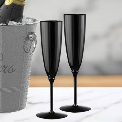 Ly champagne nhựa Posh Setting 177 ml màu đen một mảnh - Thùng 96 cái