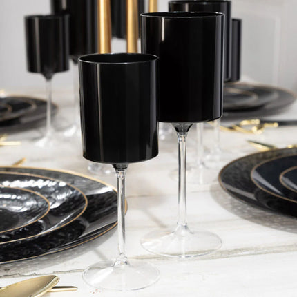Ly rượu vang nhựa hai màu đen và trong Posh Setting 266 ml - Thùng 60 cái