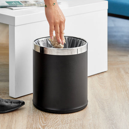Thùng rác khách sạn Lancaster Table & Seating 7,9 lít đen Steel tròn Decorative Wastebasket với mặt hở