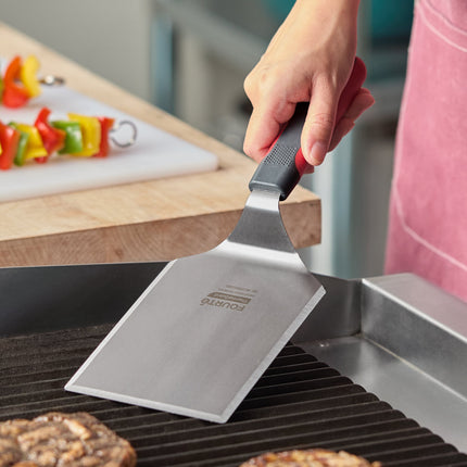 Xẻng lật thép không gỉ chịu nhiệt cao Fourté ThermaGuard cạnh vuông vát đặc, tay cầm nylon 15 x 13 cm